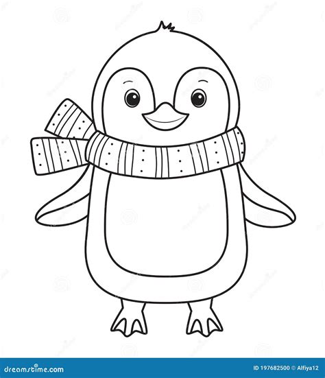 penguin  coloring bookline art design  kids coloring page stock