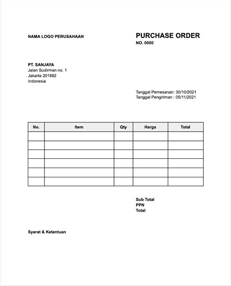 purchase order pengertian fungsi formatnya
