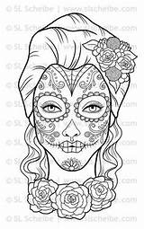 Coloring Pages Skull Dead Cholo Sugar Calavera Tattoo Adult Dia Los Coloriage Muertos Para Mexicana Girl Pintar Color Etsy Digital sketch template