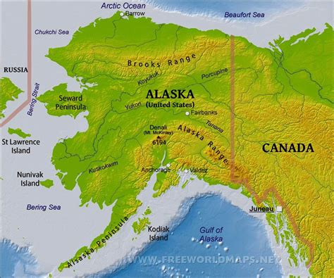 physical map  alaska