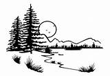 Lake Mountain Landscape Coloring Scenery Pages Decal Silhouette Nature Colouring Stencil Printable Scenes Stencils Burning Wood Drawings Vinyl Cut Printablecolouringpages sketch template