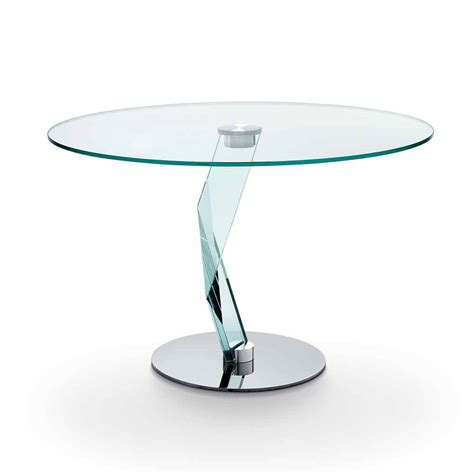 moderner runder tisch aus extra klarem glas   italy