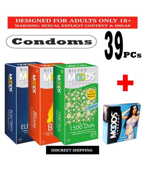 Moods Condom Electrify 1500 Dot Blaze Silver Monthly Combo Pack Of 3