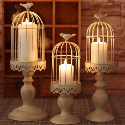 bird cage candle holder hand  white moroccan decor vintage metal
