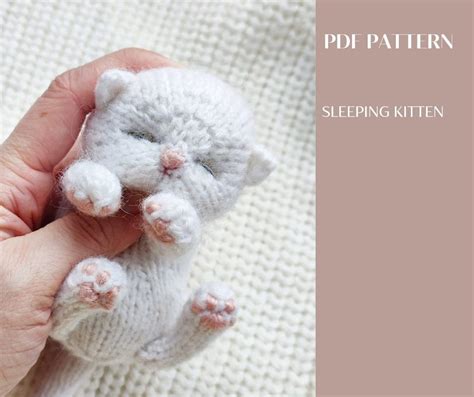 Sleeping Kitten Knittting Pattern Realistic Kitty Tutorial English