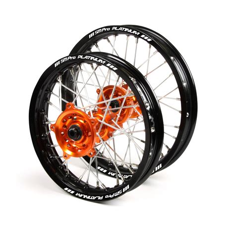 sm pro ktm  sx   blackorange platinum wheel set sm pro wheels