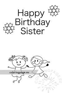 printable happy birthday sister coloring page