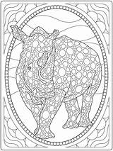Coloring Pages Adult Rhino Paisley Animal Doodle Book Colouring Dover Printable Adults Zentangle Color Print Stress Doverpublications Rino Zendoodle Mandala sketch template