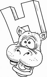 Hippo Letter Kids Coloring Library Clipart Clip sketch template