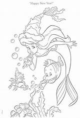 Princesas Sirenita Ariel Navidad Sebastian sketch template