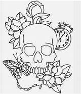 Skull Coloring Pages Adult Designs Tattoo Embroidery Colouring Urban Threads Template Printable Goth Sheets Pattern Outline Easy Patterns Stencils Drawing sketch template