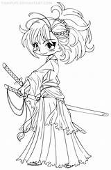 Yampuff Lineart Coloriage Musashi Miyamoto Girly Pintar Sheets Chibis Animation Infantis Adult sketch template