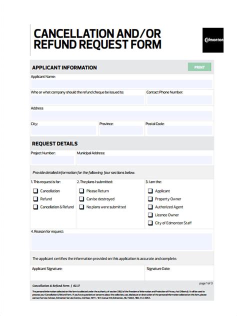 refund request forms   ms word excel