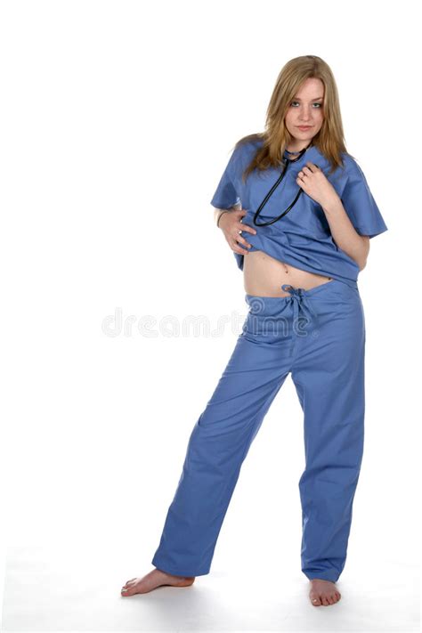 Woman In Blue Scrubs Stock Image Image Of Hand Pretty 5656815