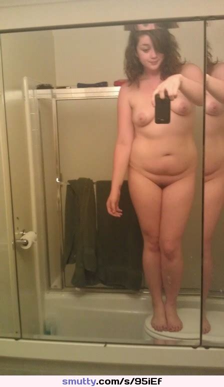 cute chubby amateur nude selfshot potbelly smiling