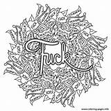 Coloring Pages Fuck Word Swear Adult Printable Book Sheets Words Colorful Mandala Colouring Adults Visit Permitted Permission Reposting Attribution Language sketch template