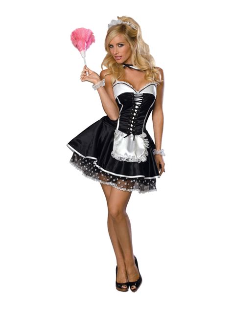 Adult Sexy Maid Outfit Fancy Dress Cleaner Costume Ladies Womans Female
