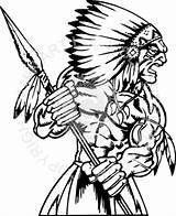 Spear Indian Drawing Holding Getdrawings sketch template