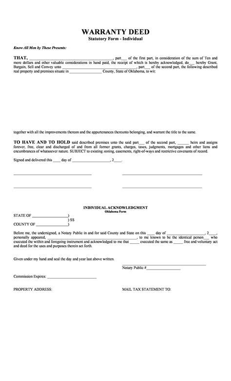 warranty deed templates forms general special template lab