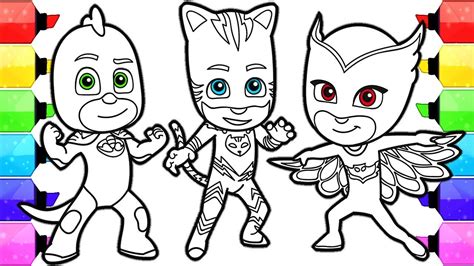 gambar pj masks coloring pages draw color catboy gekko owlette book