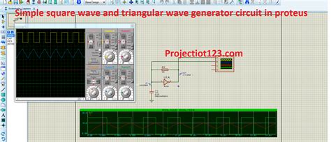simple square wave  triangular wave generator circuit  proteus