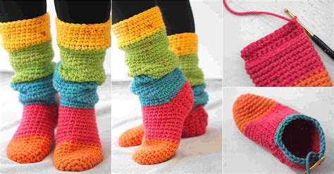 crochet slouchy slipper socks