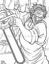 Leatherface Coloring Pages Horror Drawing Texas Deviantart Scary Nightmare sketch template
