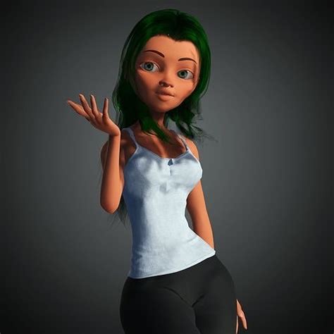 Dancing Cartoon Girl Character For Toons 3d Model Animated Rigged