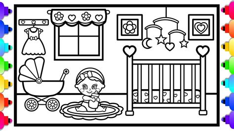 draw  babys room baby nursery coloring page nursery