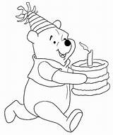 Cake Coloring Pages Birthday Disney Winnie Pooh Printable Template Kids sketch template