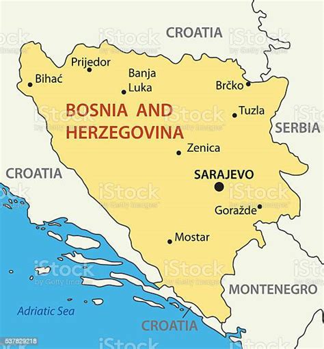 Bosnia And Herzegovina Vector Map Stock Illustration Download Image