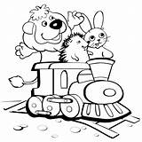 Coloring Pages Kids Printable Easter Funny Train Bunny Drawing Color Children Print Friends Boxcar Railroad Animal Sheets Trains Easy Online sketch template