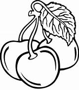 Cherry Coloring Pages Cherries Drawing Stalk Three Apple Fruit Color Colouring Vegetable Fruits Vegetables Getdrawings Google sketch template