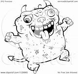 Ugly Devil Jumping Outlined Clipart Cartoon Coloring Vector Thoman Cory Royalty sketch template
