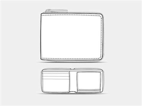 premium vector bifold wallet card case open outline vector collection