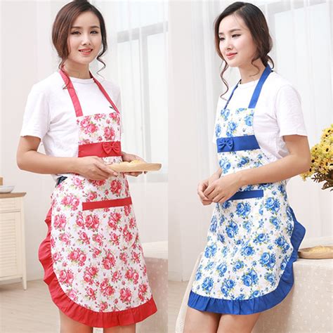 waterproof floral strap style home aprons kitchen wear oil prevention
