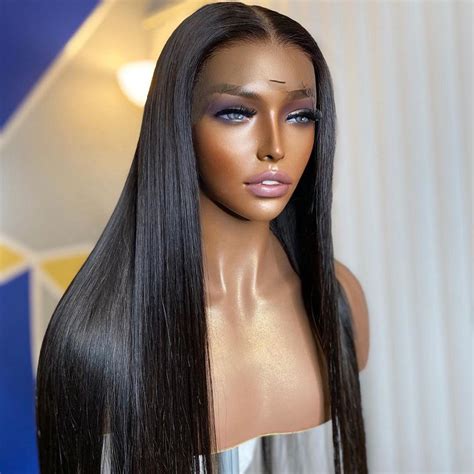 black straight full lace front wig lace  density etsy
