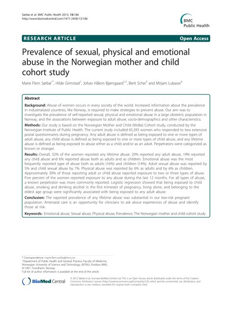 Pdf Prevalence Of Sexual Physical And Emotional Abuse