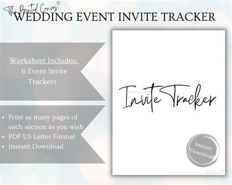 wedding invite template event tracker event tracker etsy