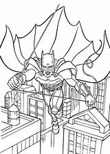 Batman Coloring Printable Knight Gotham City Swinging Dark sketch template