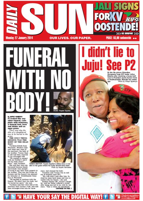 funeral   body daily sun news analysis politicsweb