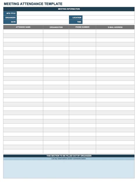 attendance list template  report templates