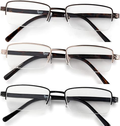 specs mens half rimmed reading glasses value pack all magnification