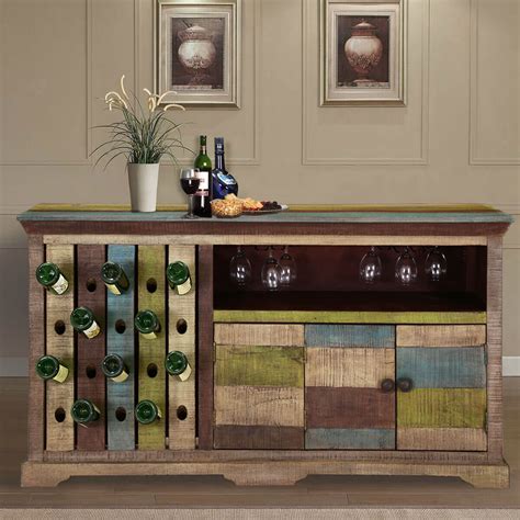 hamler modern rustic mango wood  sided wine bar cabinet