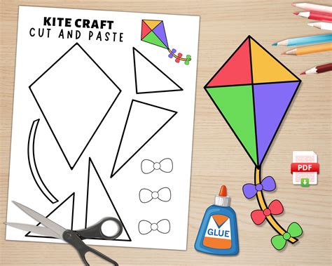 kite craft  kids spring activities build  kite cut  paste kite