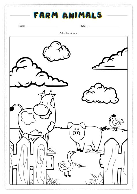 coloring farm animals worksheets  kindergarten    great