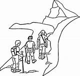 Hiking Coloring Getdrawings Drawing Mountain sketch template