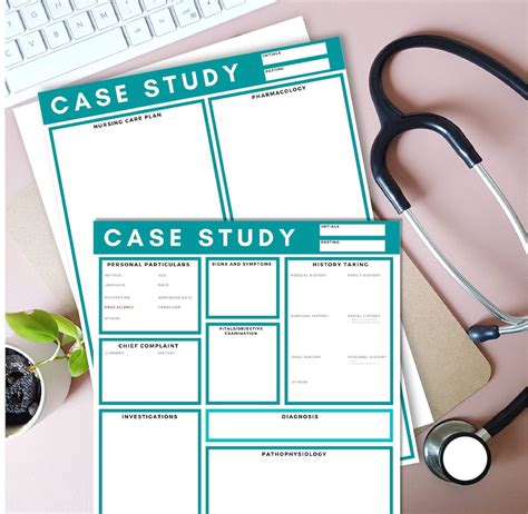 nursing case study template blue   paged digital etsy