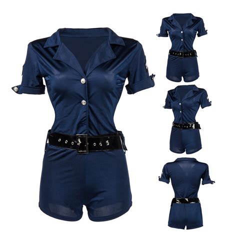 3756 Cop Police Costumes Halloween Cosplay For Womens Catsuit With