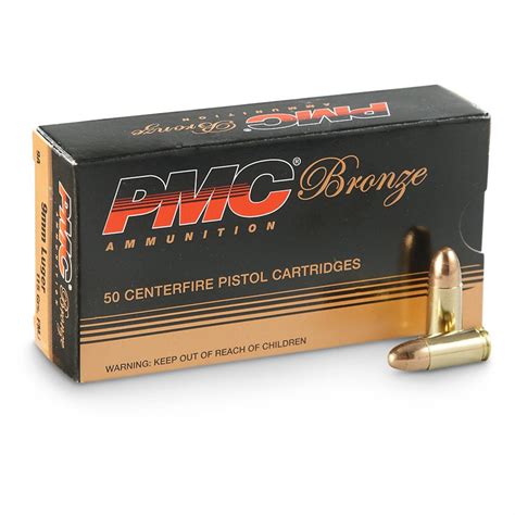 Pmc Bronze 9mm Luger Fmj 115 Grain 500 Rounds 234349 9mm Ammo At